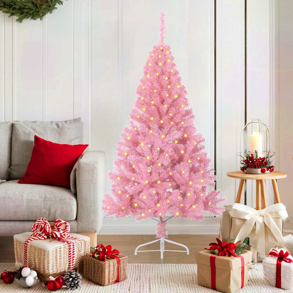 Künstlicher vorbeleuchteter Weihnachtsbaum Rosa 150 cm PVC