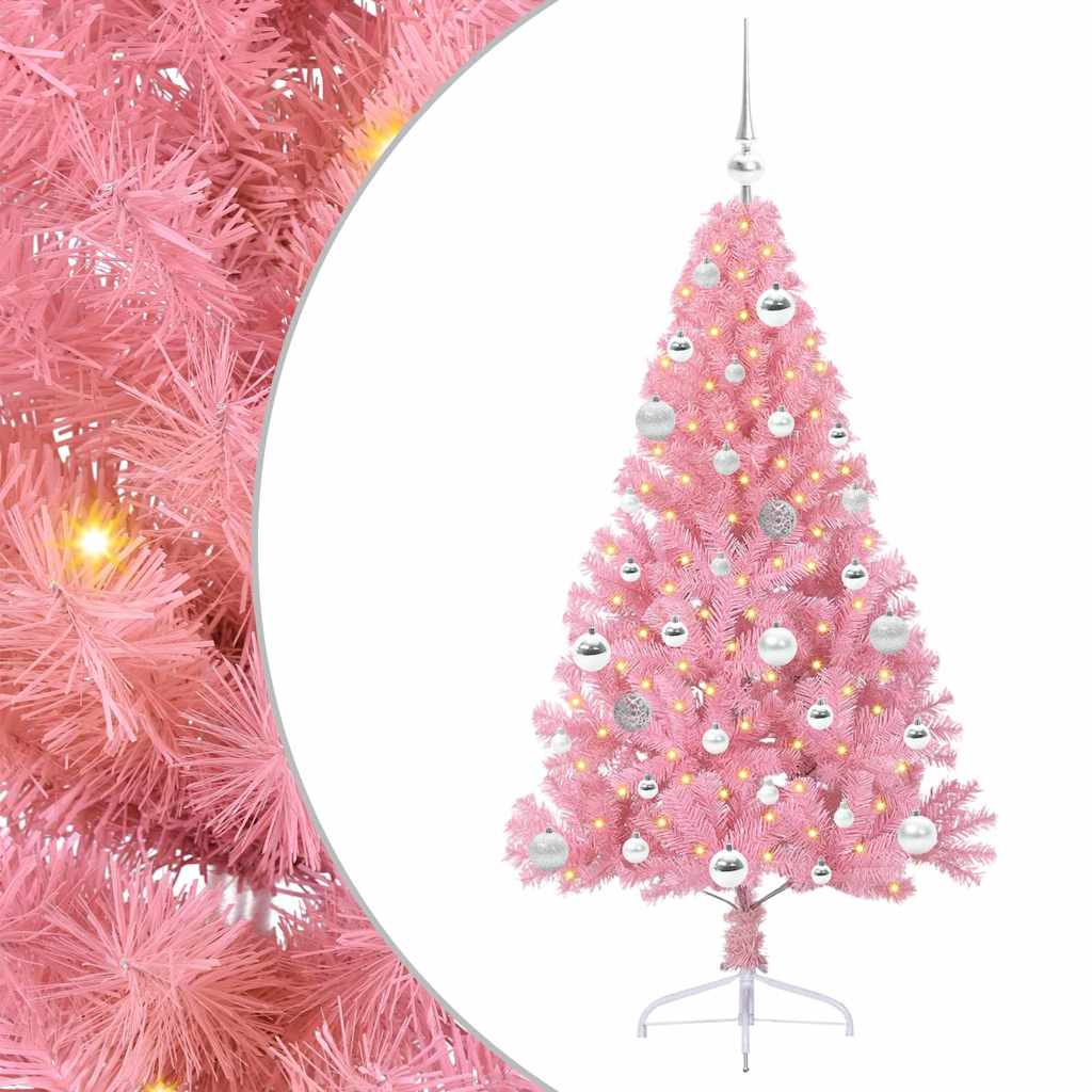 Künstlicher vorbeleuchteter Weihnachtsbaum Rosa 150 cm PVC