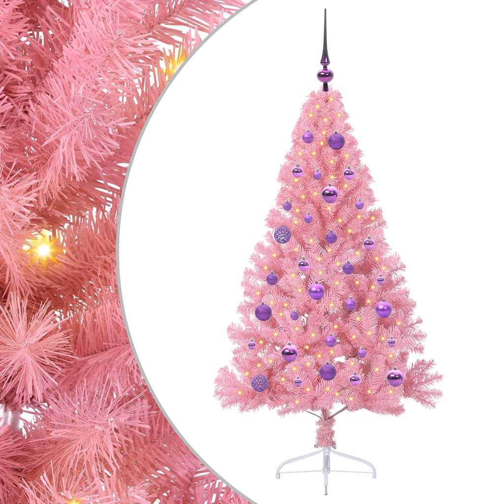 Künstlicher vorbeleuchteter Weihnachtsbaum Rosa 150 cm PVC