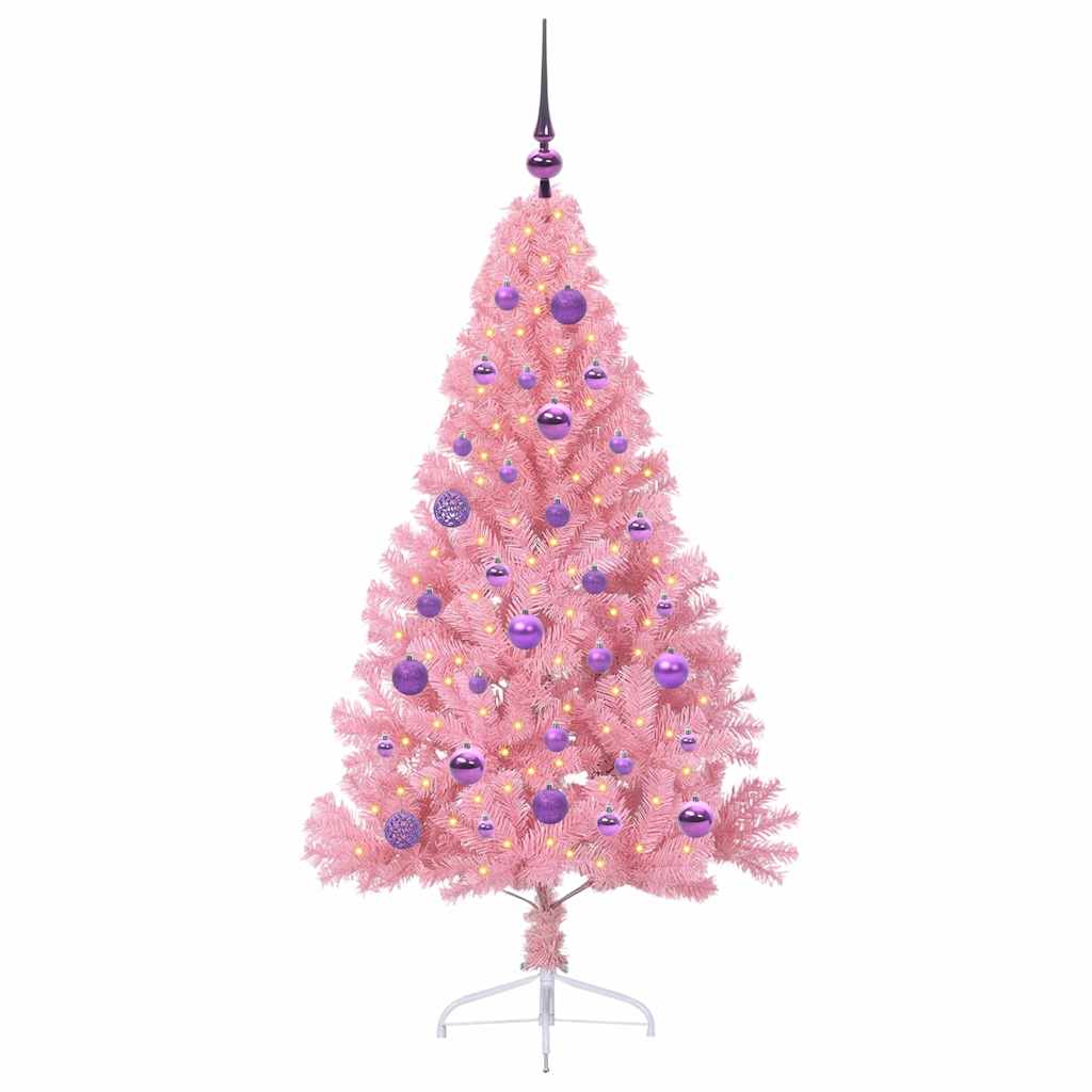 Künstlicher vorbeleuchteter Weihnachtsbaum Rosa 150 cm PVC
