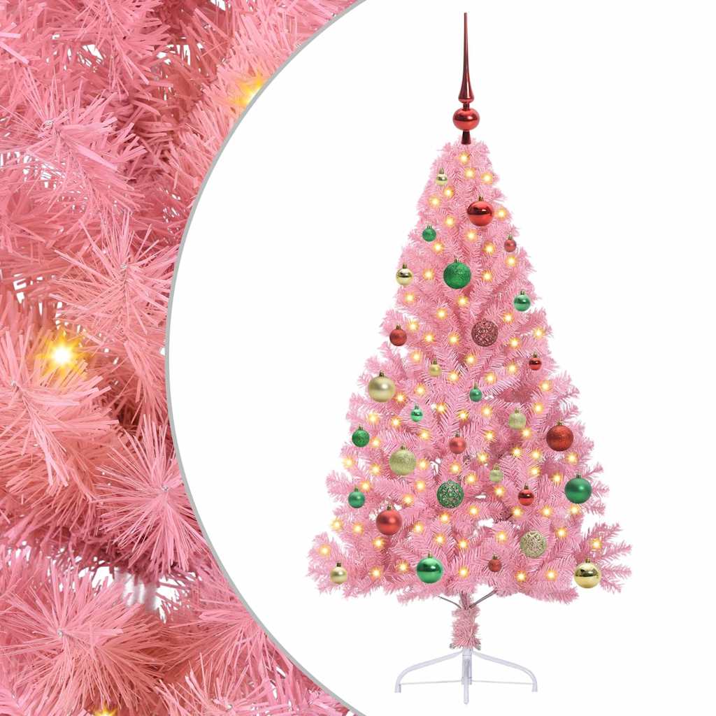 Künstlicher vorbeleuchteter Weihnachtsbaum Rosa 150 cm PVC