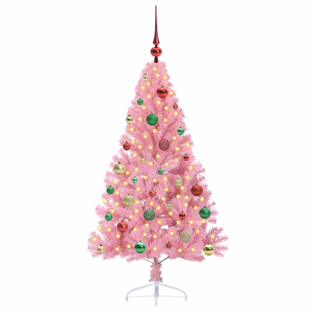 Künstlicher vorbeleuchteter Weihnachtsbaum Rosa 150 cm PVC