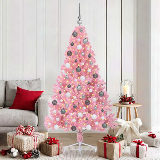 Weihnachtsbaum mit dekorativen Saitenlichtern Rosa 180 cm