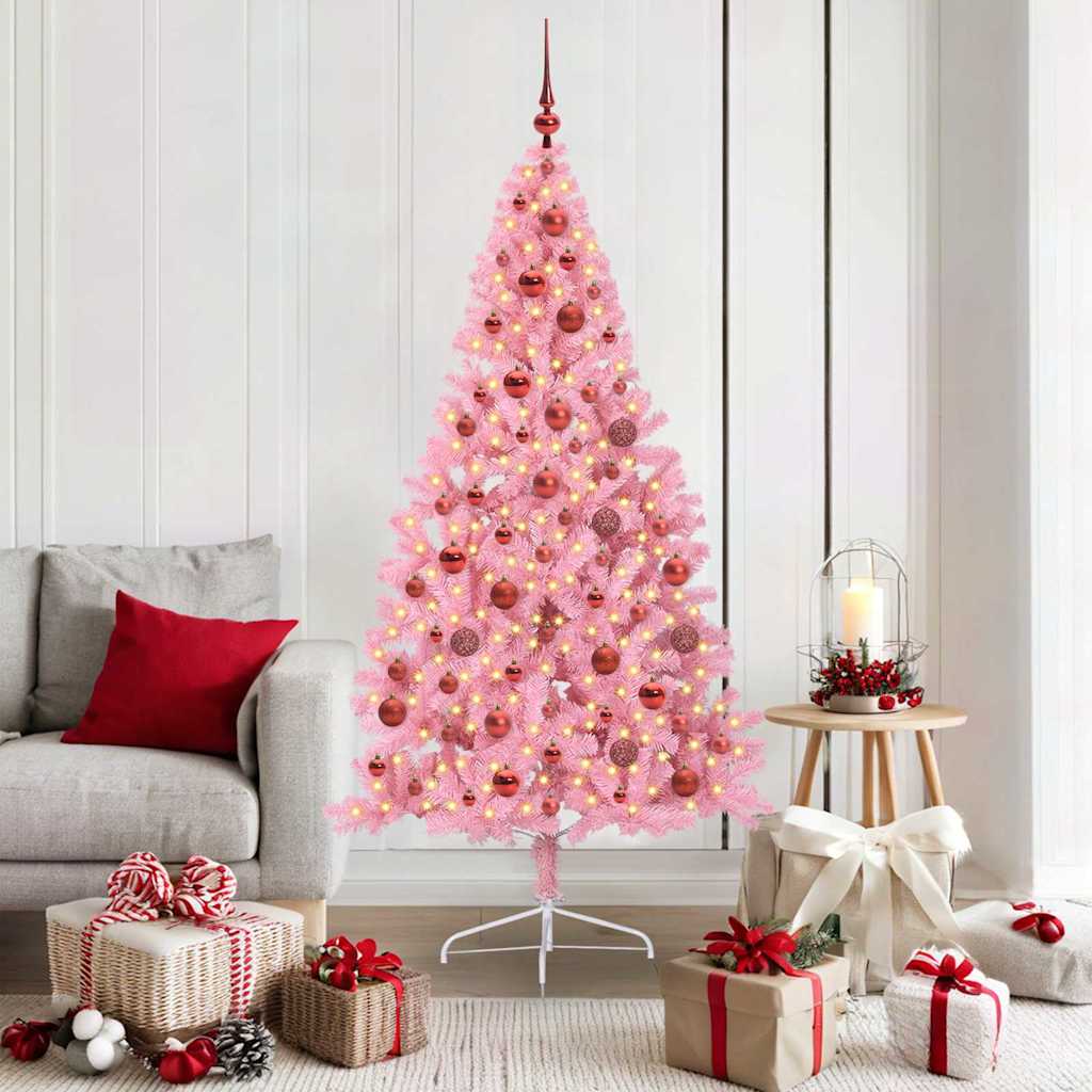 Künstlicher vorbeleuchteter Weihnachtsbaum Rosa 180 cm PVC