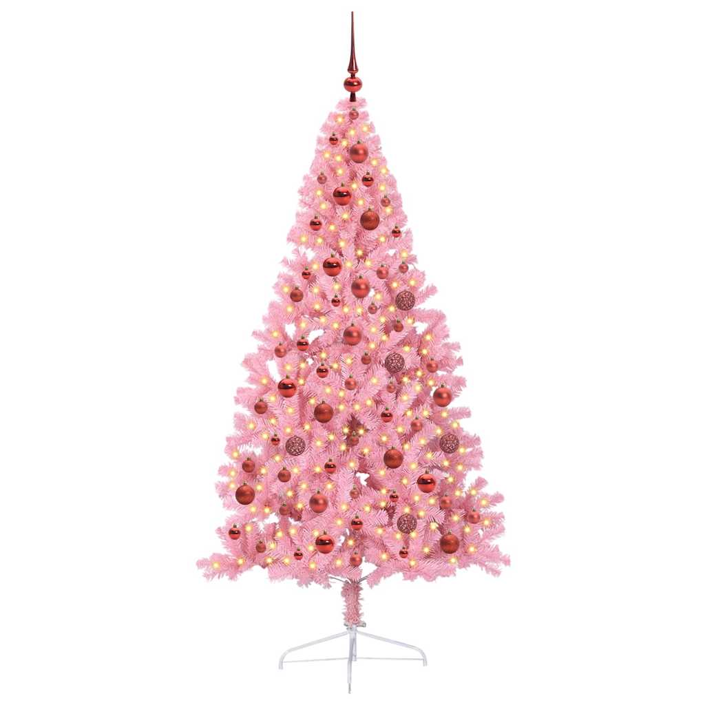 Künstlicher vorbeleuchteter Weihnachtsbaum Rosa 180 cm PVC