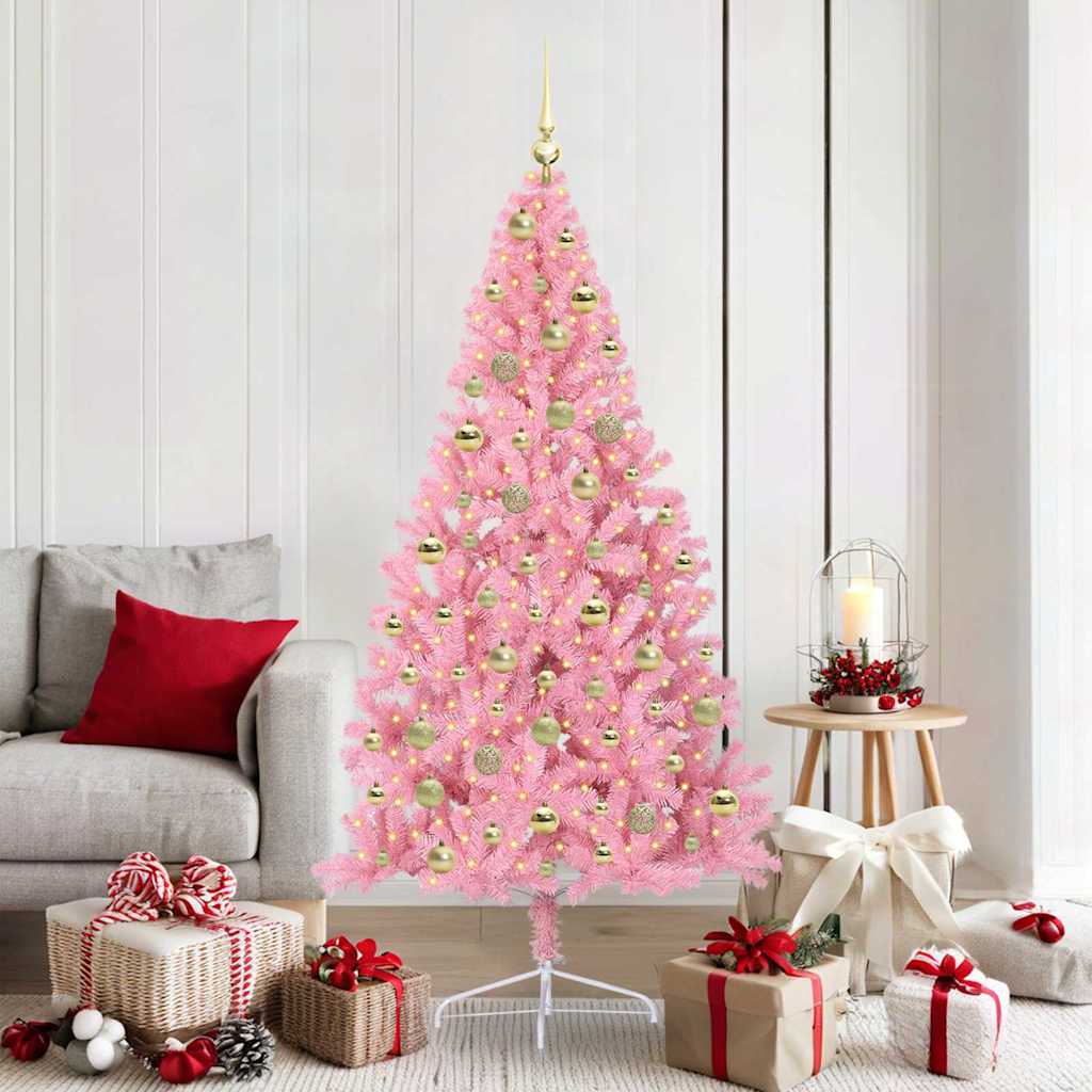 Künstlicher vorbeleuchteter Weihnachtsbaum Rosa 180 cm PVC
