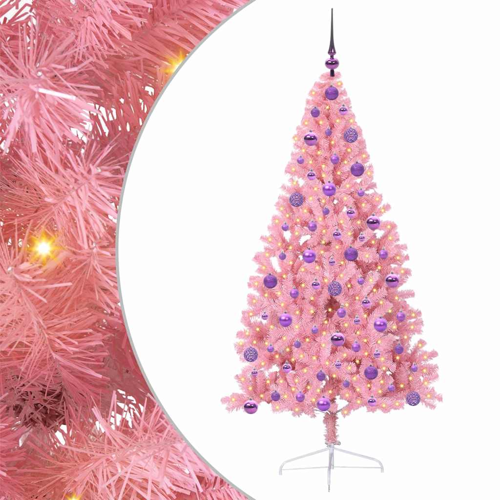 Künstlicher vorbeleuchteter Weihnachtsbaum Rosa 180 cm PVC