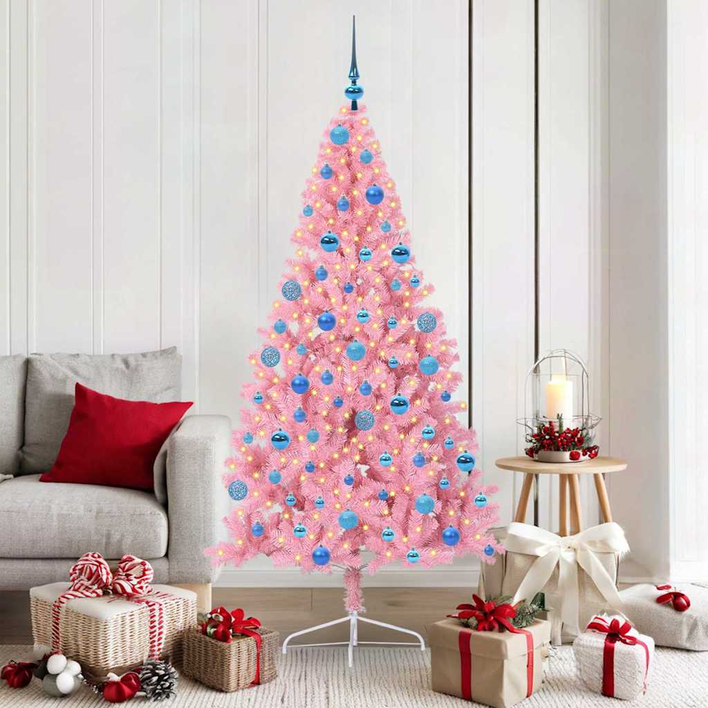 Künstlicher vorbeleuchteter Weihnachtsbaum Rosa 180 cm PVC