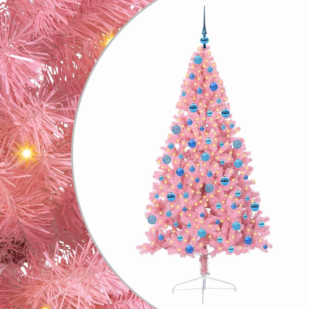 Künstlicher vorbeleuchteter Weihnachtsbaum Rosa 180 cm PVC