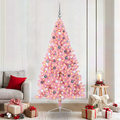Künstlicher vorbeleuchteter Weihnachtsbaum Rosa 210 cm PVC