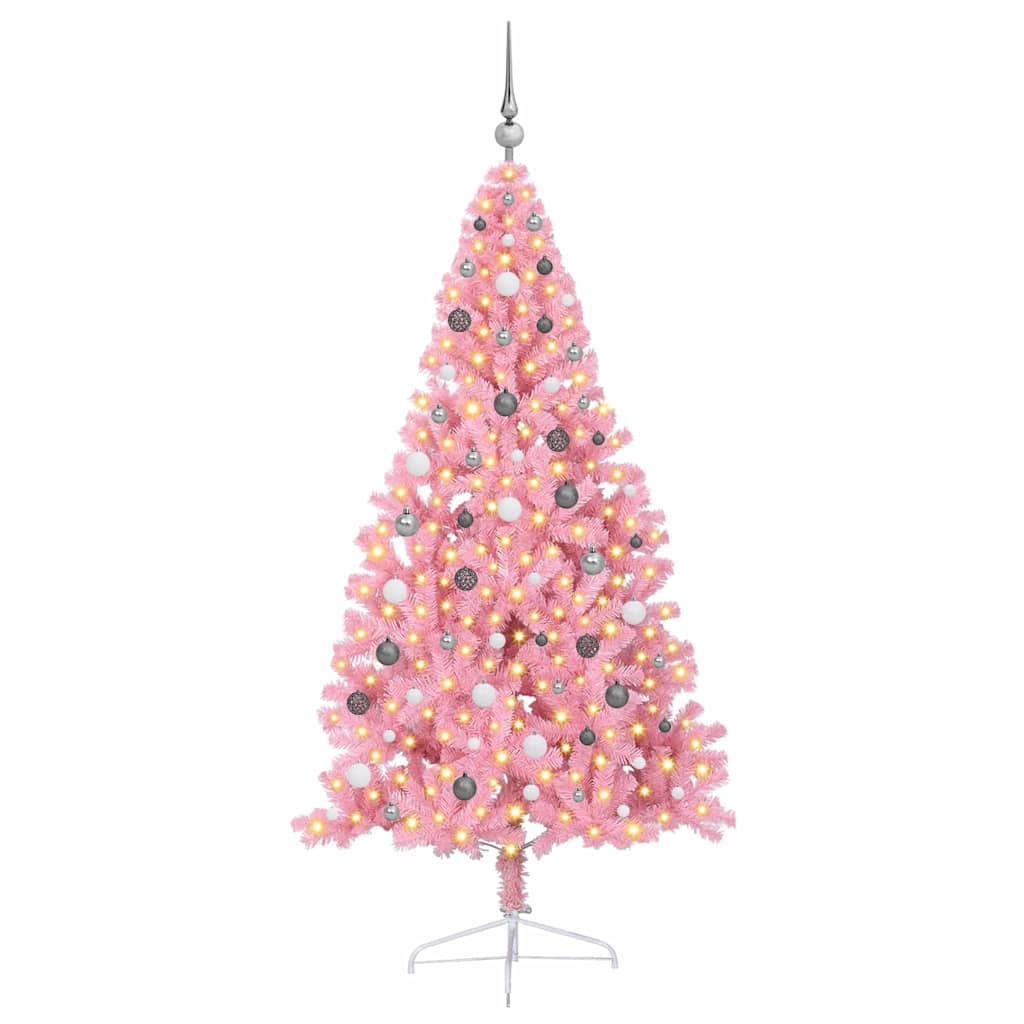 Künstlicher vorbeleuchteter Weihnachtsbaum Rosa 210 cm PVC