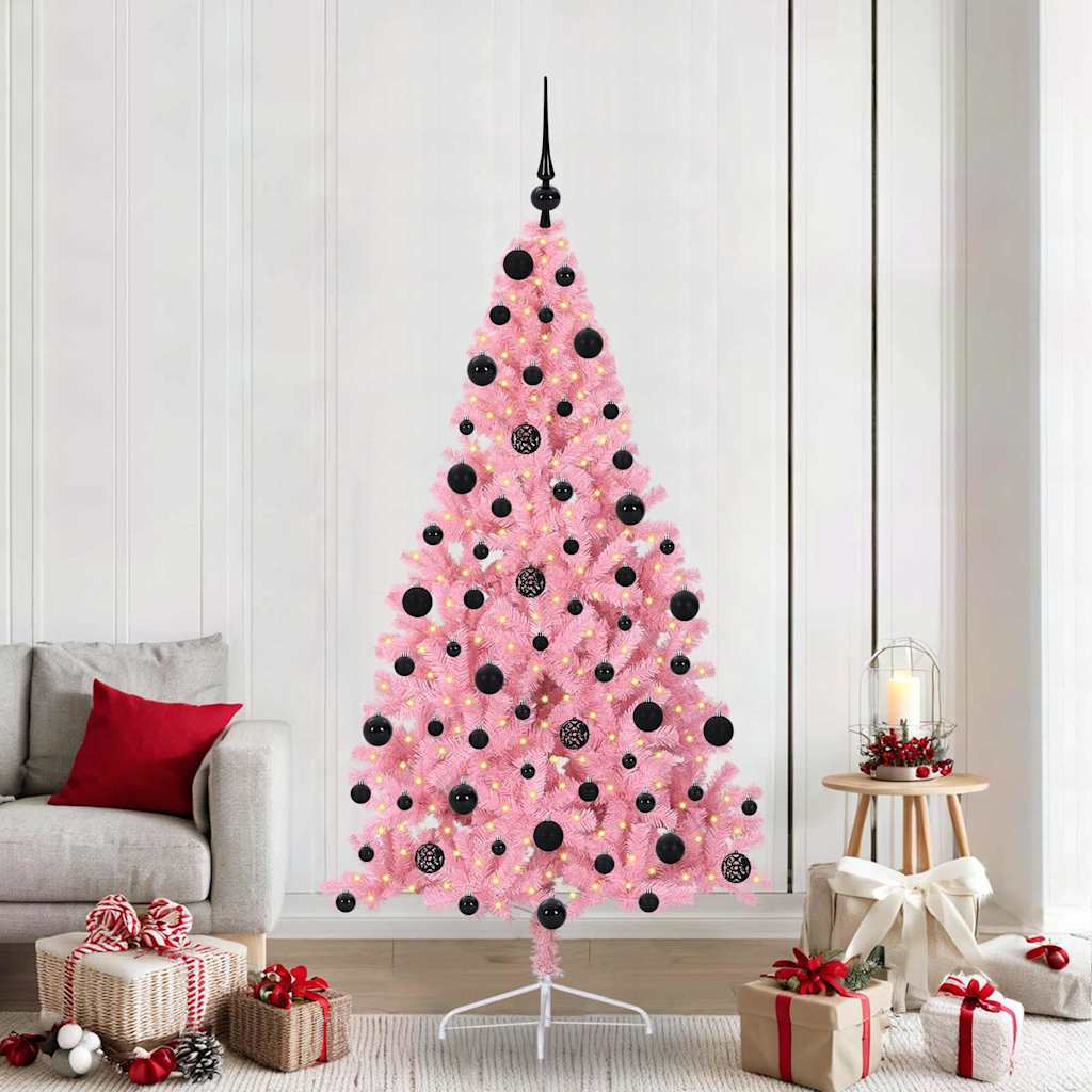 Künstlicher vorbeleuchteter Weihnachtsbaum Rosa 210 cm PVC