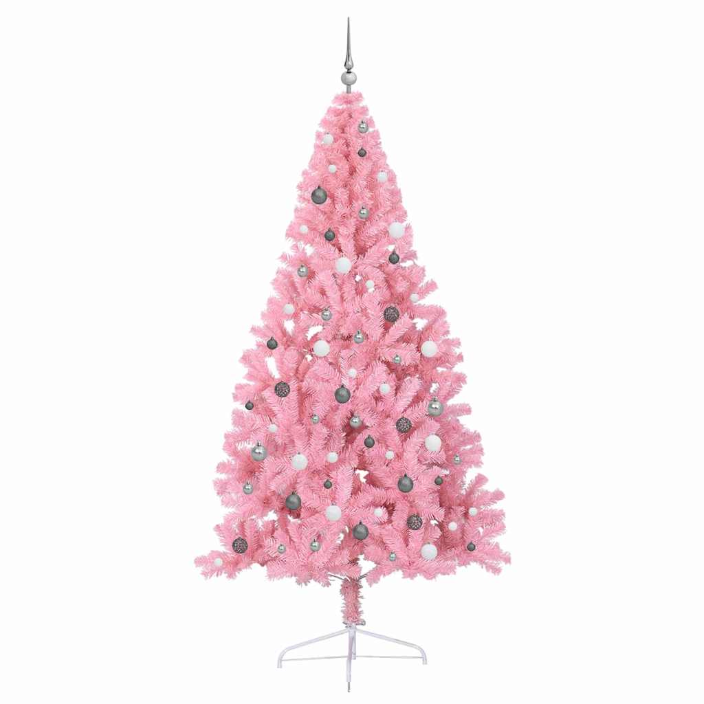 Weihnachtsbaum mit dekorativen Saitenlichtern Rosa 240 cm PVC