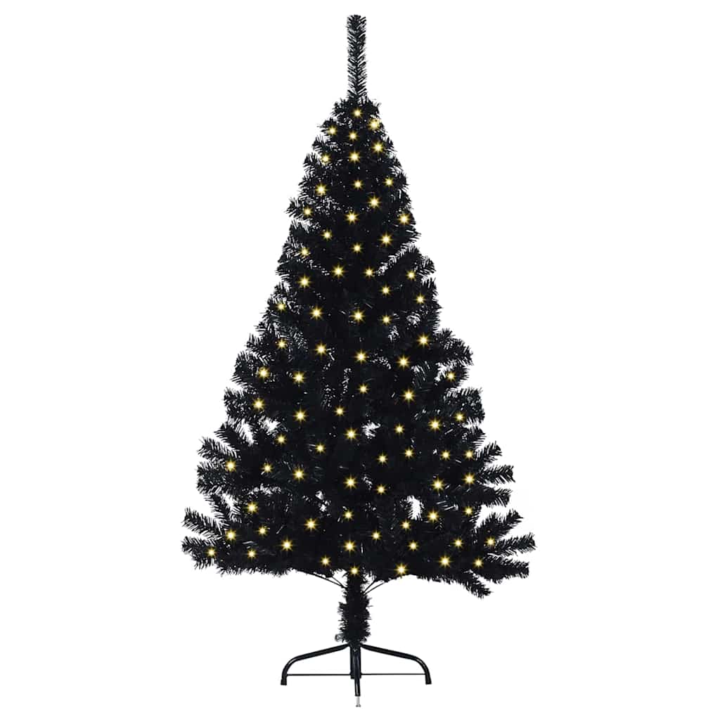Künstlicher vorbeleuchteter Weihnachtsbaum Schwarz 120 cm PVC