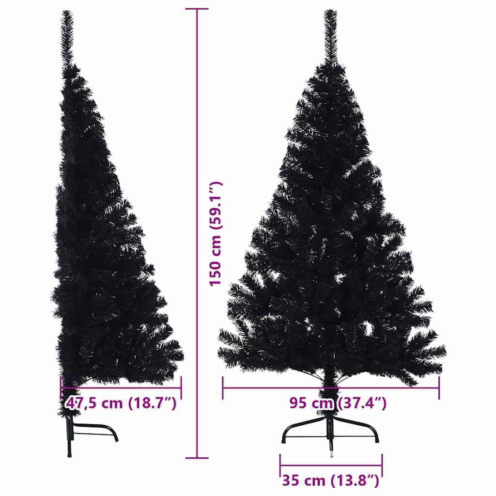 Künstlicher vorbeleuchteter Weihnachtsbaum Schwarz 150 cm PVC