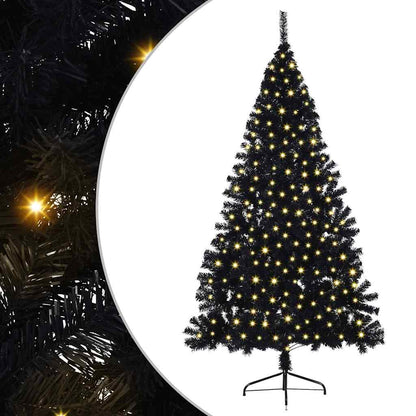 Künstlicher vorbeleuchteter Weihnachtsbaum Schwarz 180 cm PVC