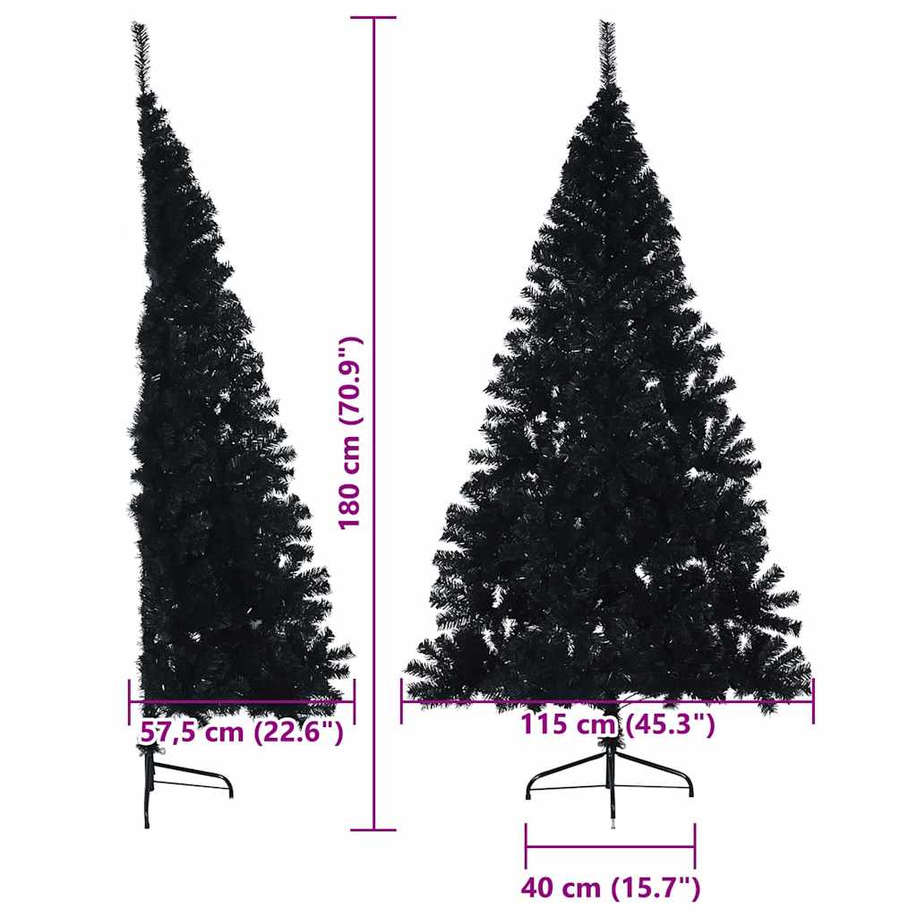 Künstlicher vorbeleuchteter Weihnachtsbaum Schwarz 180 cm PVC