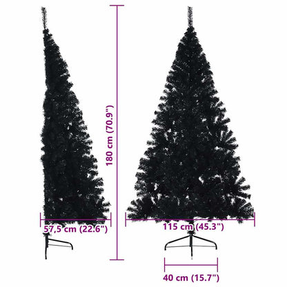 Künstlicher vorbeleuchteter Weihnachtsbaum Schwarz 180 cm PVC