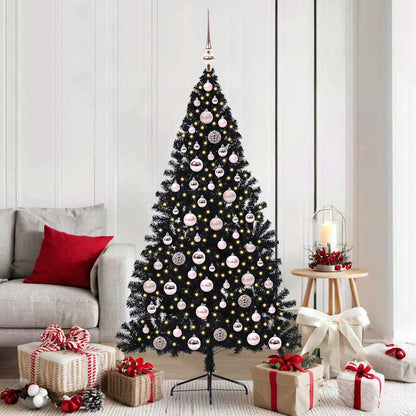 Künstlicher vorbeleuchteter Weihnachtsbaum Schwarz 180 cm PVC