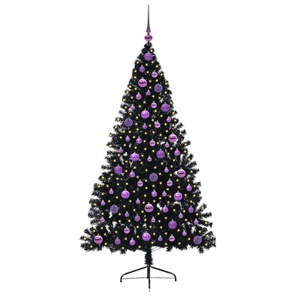 Künstlicher vorbeleuchteter Weihnachtsbaum Schwarz 180 cm PVC