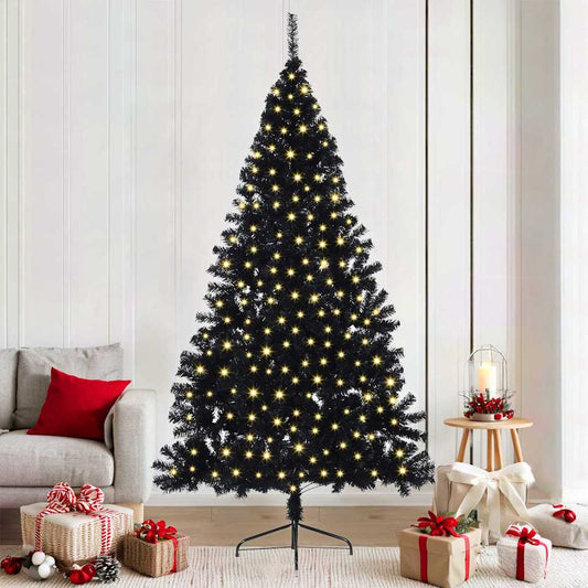 Weihnachtsbaum mit dekorativen Saitenlichtern Schwarz 210 cm