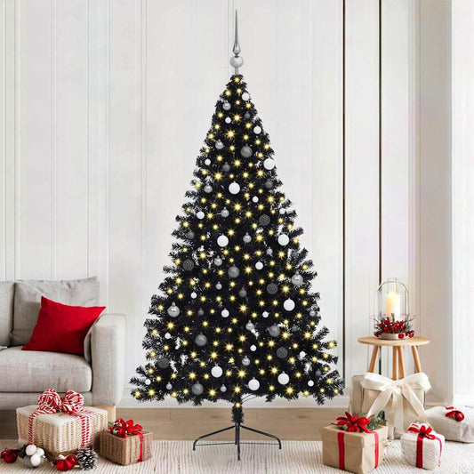 Weihnachtsbaum mit dekorativen Saitenlichtern Schwarz 210 cm