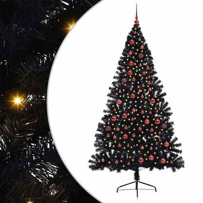 Künstlicher vorbeleuchteter Weihnachtsbaum Schwarz 210 cm PVC