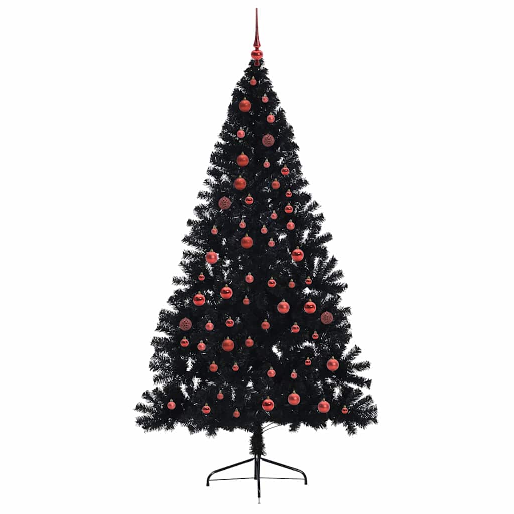 Künstlicher vorbeleuchteter Weihnachtsbaum Schwarz 210 cm PVC