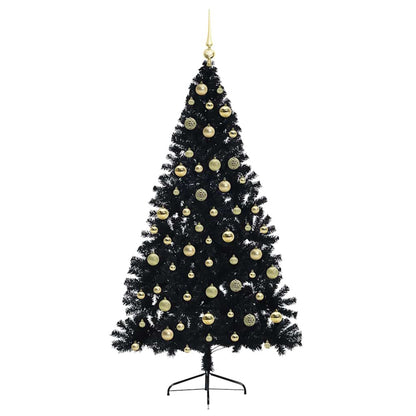 Künstlicher vorbeleuchteter Weihnachtsbaum Schwarz 210 cm PVC