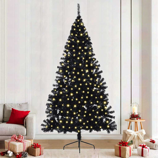 Weihnachtsbaum mit dekorativen Saitenlichtern Schwarz 240 cm