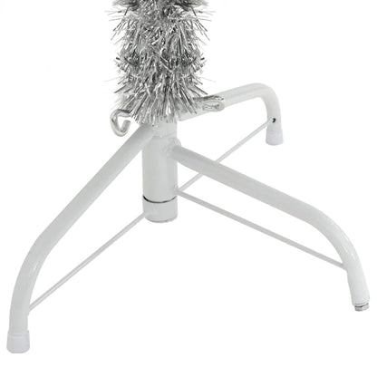 Künstlicher vorbeleuchteter Weihnachtsbaum Silber 120 cm PET