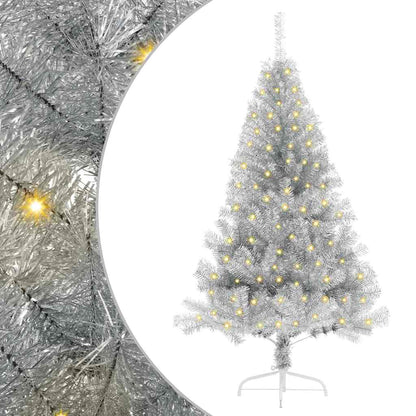 Künstlicher vorbeleuchteter Weihnachtsbaum Silber 120 cm PET