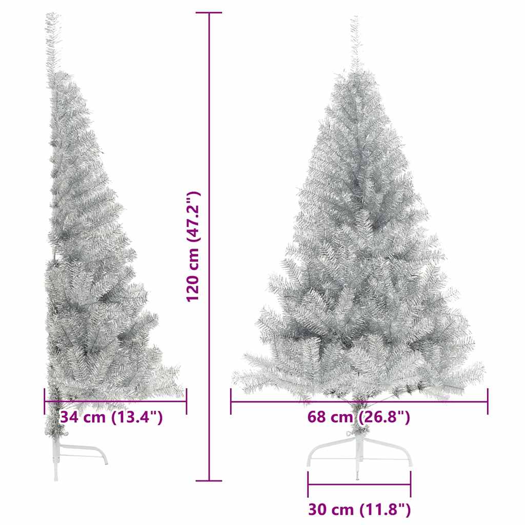 Künstlicher vorbeleuchteter Weihnachtsbaum Silber 120 cm PET