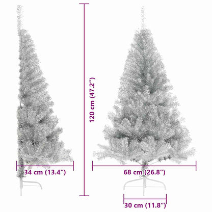 Künstlicher vorbeleuchteter Weihnachtsbaum Silber 120 cm PET