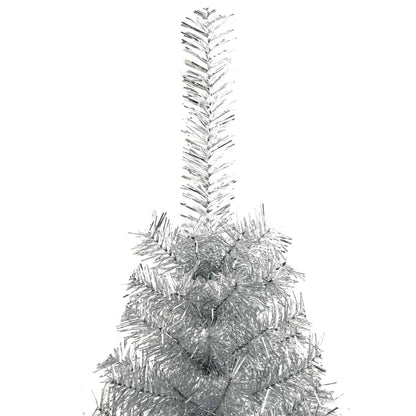 Künstlicher vorbeleuchteter Weihnachtsbaum Silber 120 cm PET
