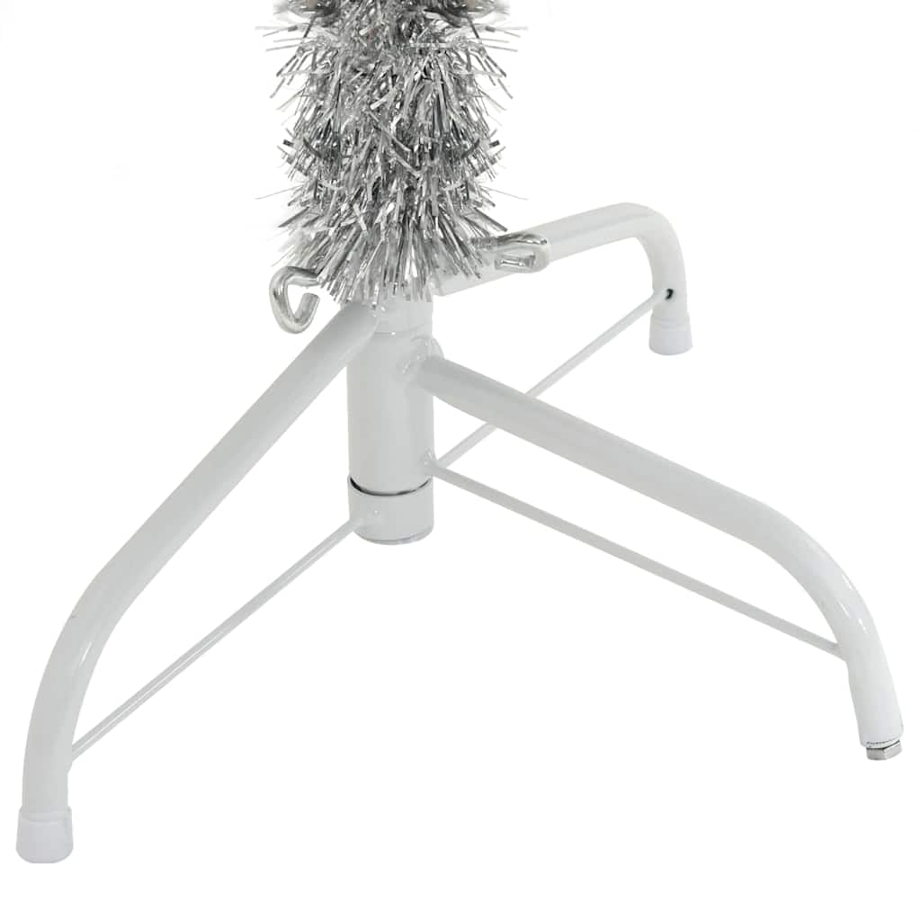 Künstlicher vorbeleuchteter Weihnachtsbaum Silber 120 cm PET