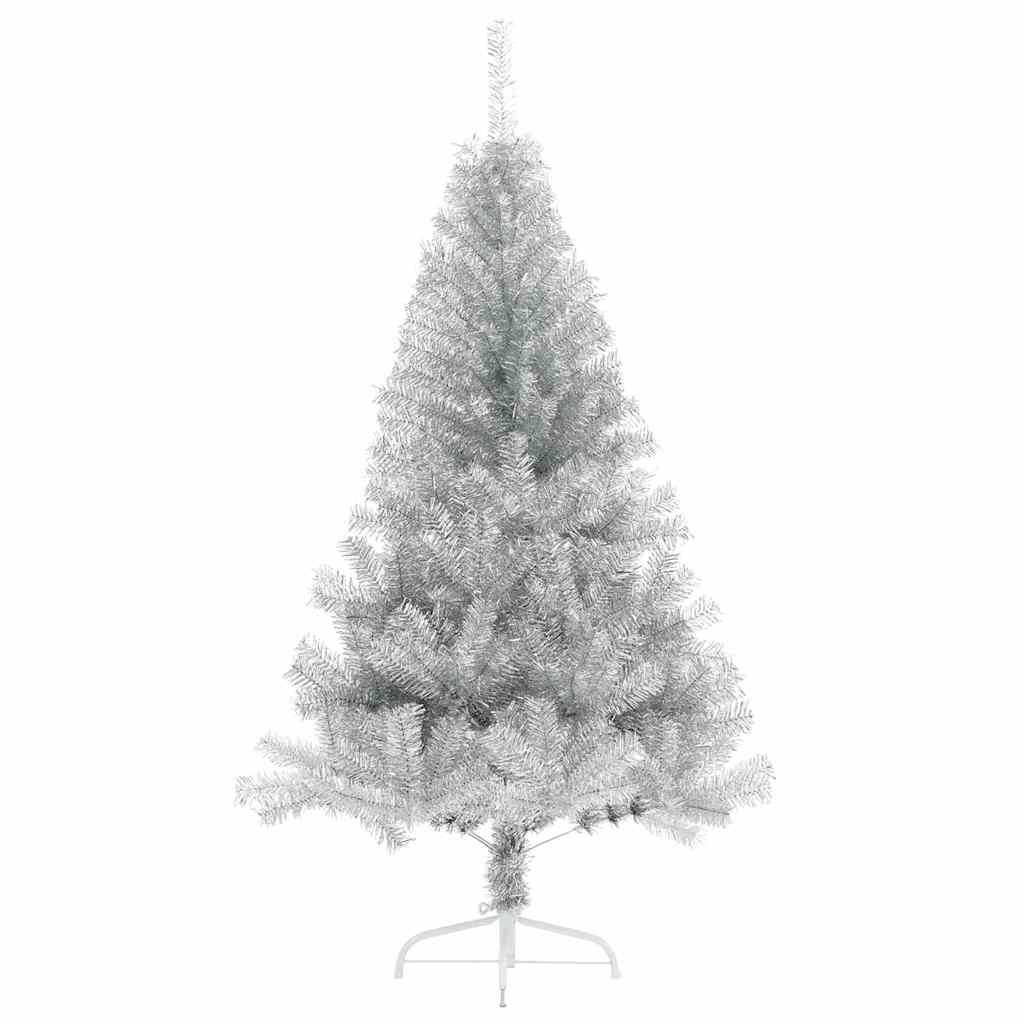 Künstlicher vorbeleuchteter Weihnachtsbaum Silber 120 cm PET