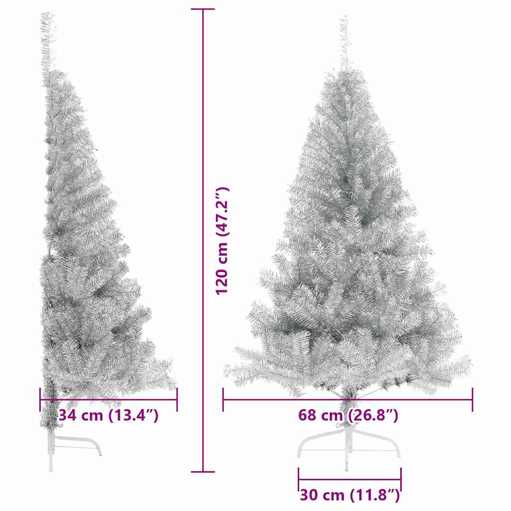 Künstlicher vorbeleuchteter Weihnachtsbaum Silber 120 cm PET