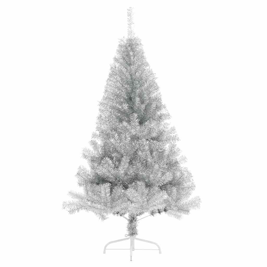 Künstlicher vorbeleuchteter Weihnachtsbaum Silber 120 cm PET