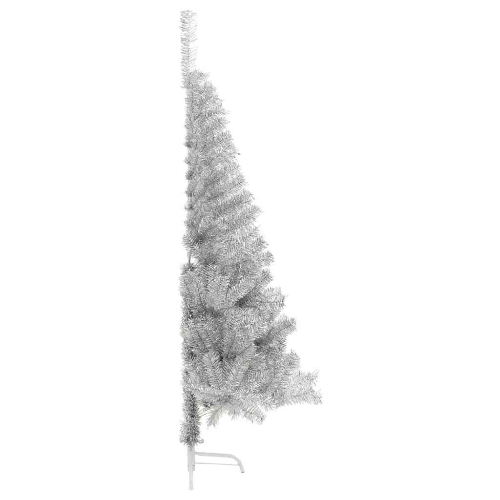 Künstlicher vorbeleuchteter Weihnachtsbaum Silber 120 cm PET