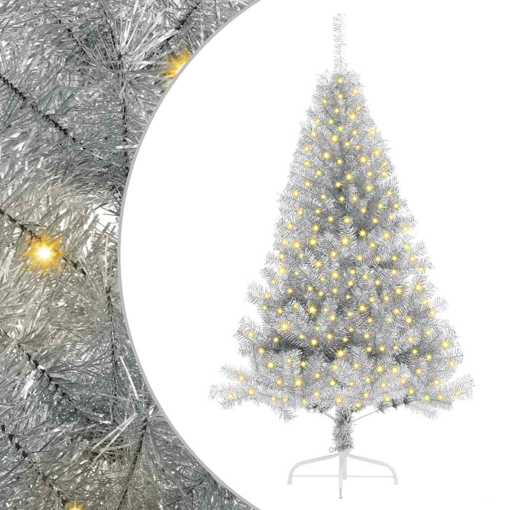 Weihnachtsbaum mit dekorativen Saitenlichtern Silber 180 cm