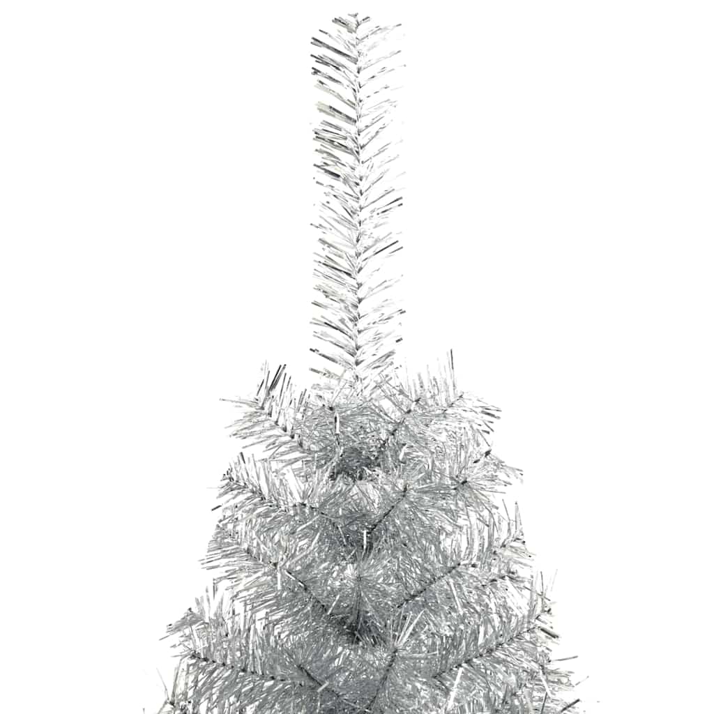 Künstlicher vorbeleuchteter Weihnachtsbaum Silber 210 cm PET