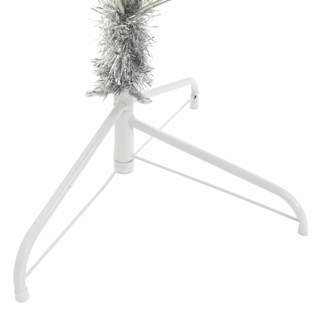 Künstlicher vorbeleuchteter Weihnachtsbaum Silber 210 cm PET