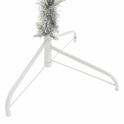 Künstlicher vorbeleuchteter Weihnachtsbaum Silber 210 cm PET