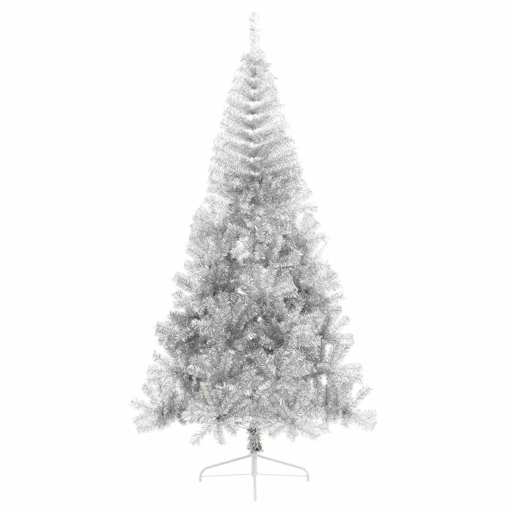 Künstlicher vorbeleuchteter Weihnachtsbaum Silber 210 cm PET