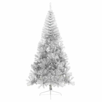 Künstlicher vorbeleuchteter Weihnachtsbaum Silber 210 cm PET