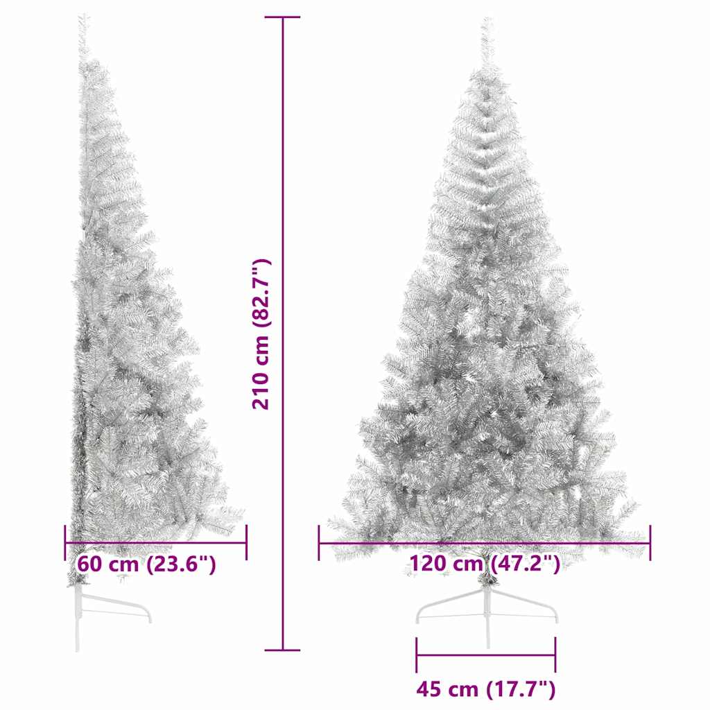 Künstlicher vorbeleuchteter Weihnachtsbaum Silber 210 cm PET