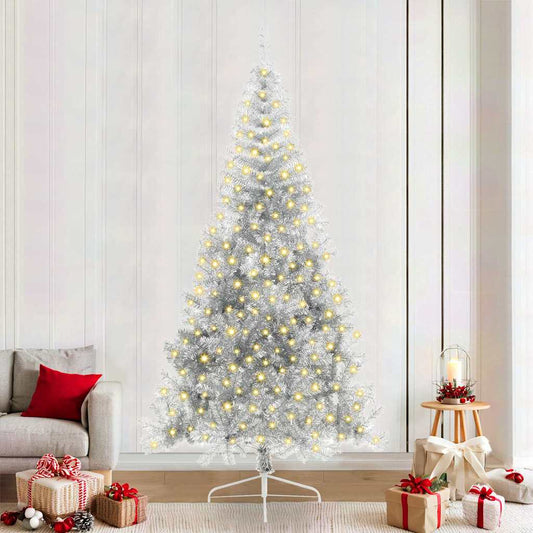 Weihnachtsbaum mit dekorativen Saitenlichtern Silber 240 cm