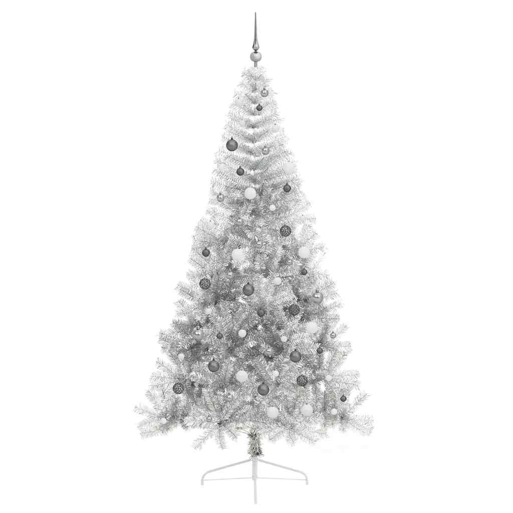 Weihnachtsbaum mit dekorativen Saitenlichtern Silber 240 cm