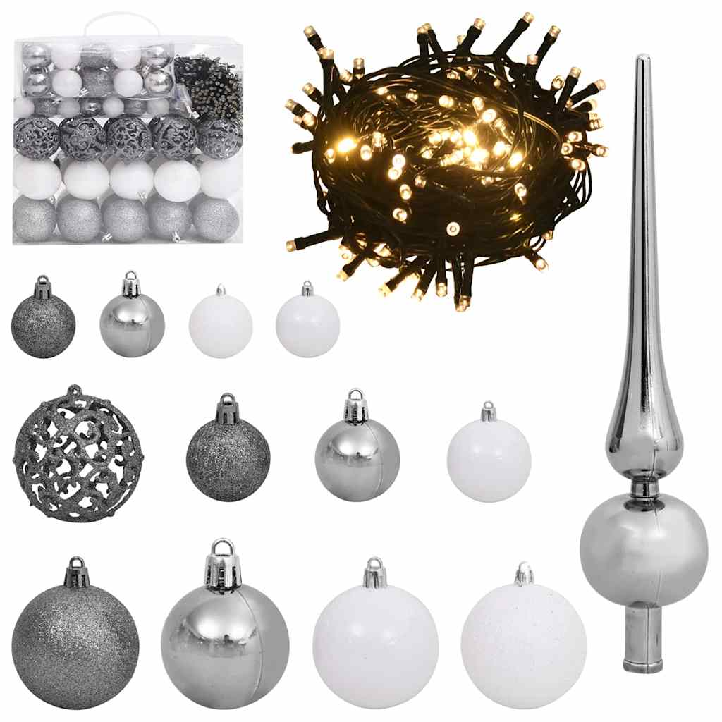 Weihnachtsbaum mit dekorativen Saitenlichtern Silber 240 cm